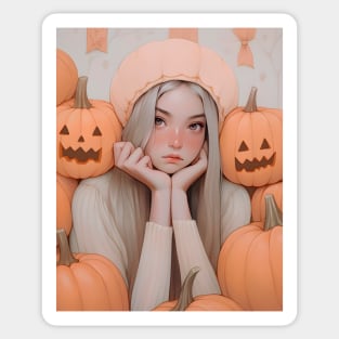 Halloween Pumpkin Girl Sticker